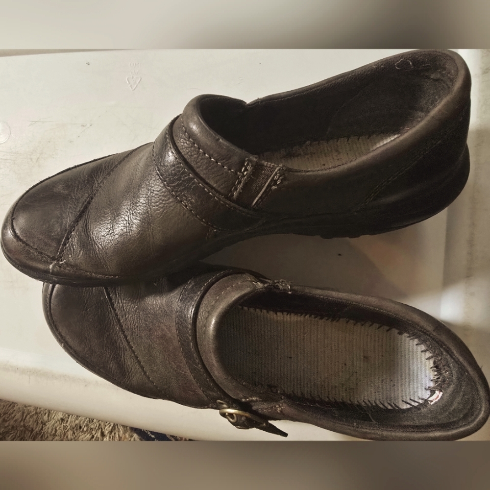 Merrell Espresso Leather Slip-On Clogs
